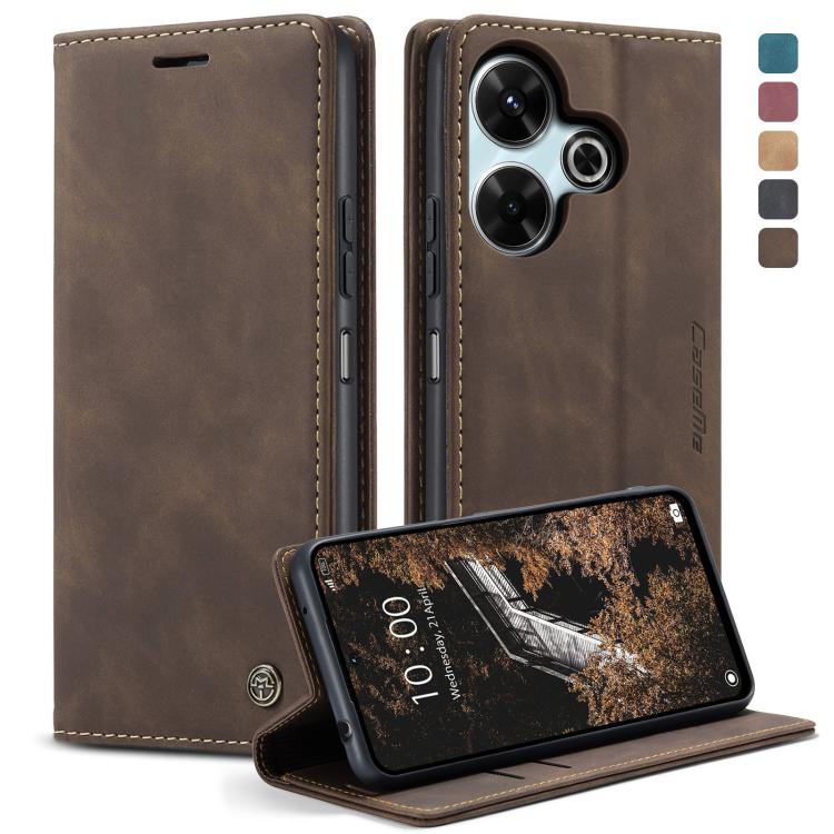 For Redmi 13 CaseMe 013 Multifunctional Horizontal Flip Leather Phone Case(Coffee)