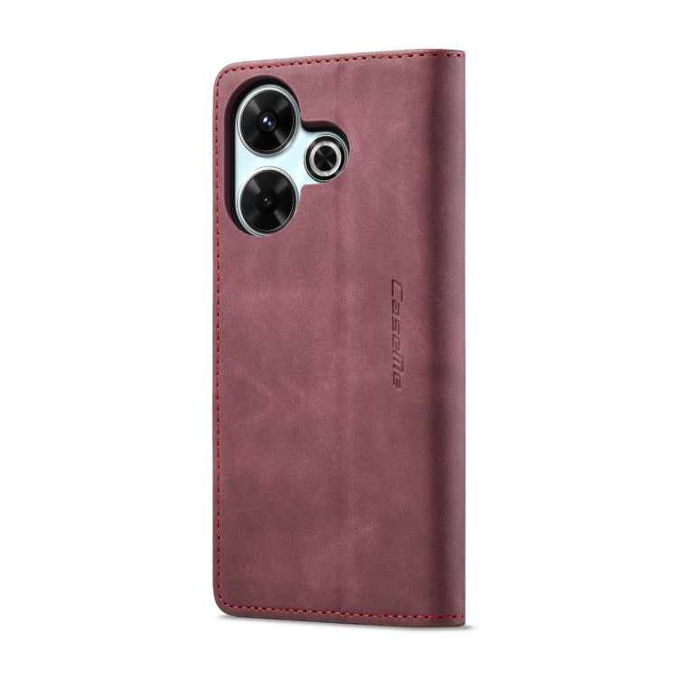 For Redmi 13 CaseMe 013 Multifunctional Horizontal Flip Leather Phone Case(Wine Red)