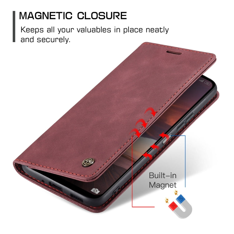 For Redmi 13 CaseMe 013 Multifunctional Horizontal Flip Leather Phone Case(Wine Red)