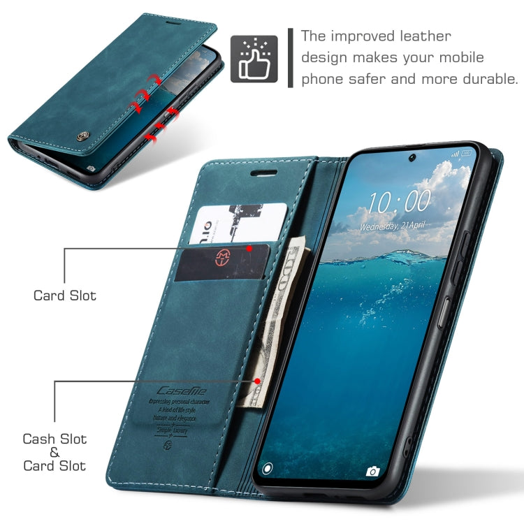 For Redmi 13 CaseMe 013 Multifunctional Horizontal Flip Leather Phone Case(Blue)