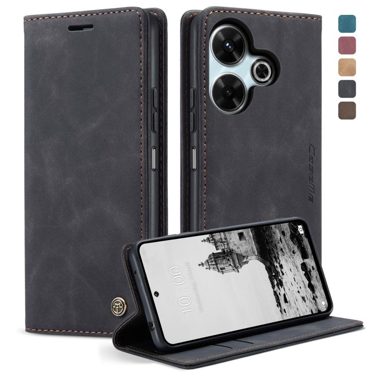 For Redmi 13 CaseMe 013 Multifunctional Horizontal Flip Leather Phone Case(Black)