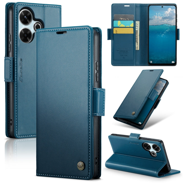 For Redmi 13 CaseMe 023 Butterfly Buckle Litchi Texture RFID Anti-theft Leather Phone Case(Blue)