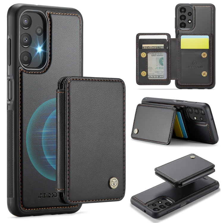 For Samsung Galaxy A13 4G JEEHOOD J05 Business Magnetic Style RFID Leather Phone Case(Black)