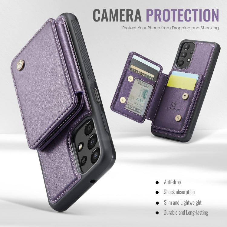 For Samsung Galaxy A13 4G JEEHOOD J05 Business Magnetic Style RFID Leather Phone Case(Purple)