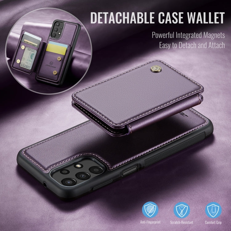For Samsung Galaxy A13 4G JEEHOOD J05 Business Magnetic Style RFID Leather Phone Case(Purple)