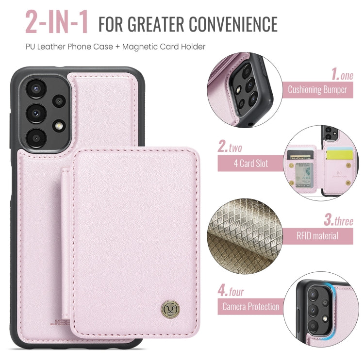 For Samsung Galaxy A13 4G JEEHOOD J05 Business Magnetic Style RFID Leather Phone Case(Pink)