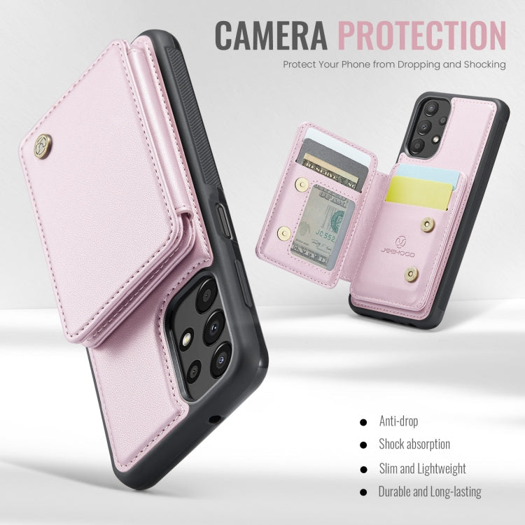 For Samsung Galaxy A13 4G JEEHOOD J05 Business Magnetic Style RFID Leather Phone Case(Pink)