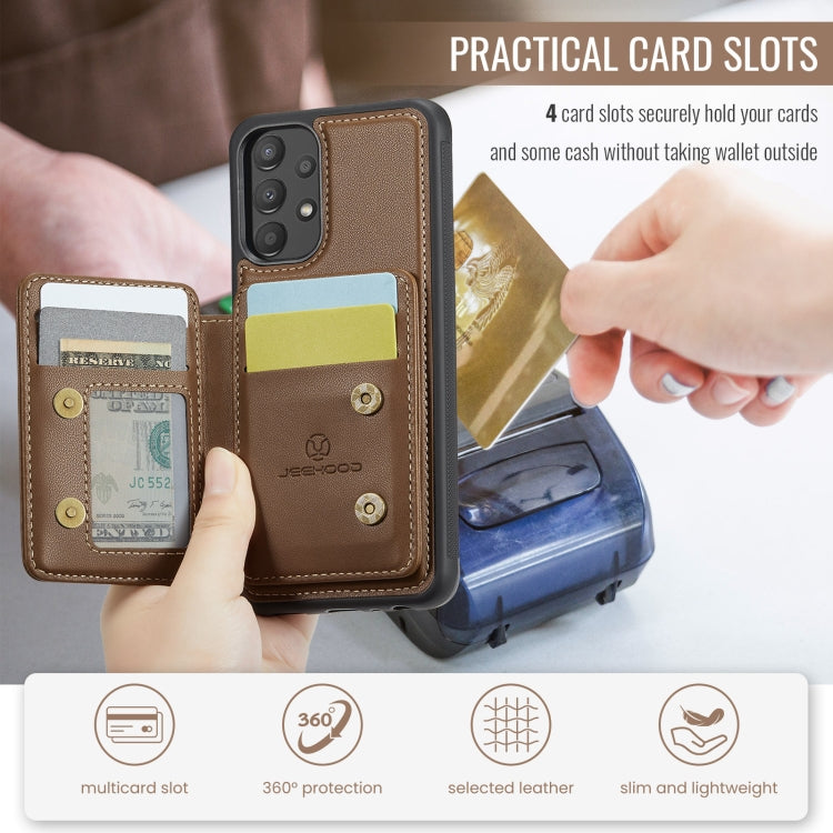 For Samsung Galaxy A13 4G JEEHOOD J05 Business Magnetic Style RFID Leather Phone Case(Brown)