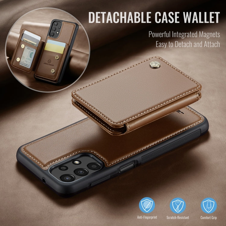 For Samsung Galaxy A13 4G JEEHOOD J05 Business Magnetic Style RFID Leather Phone Case(Brown)