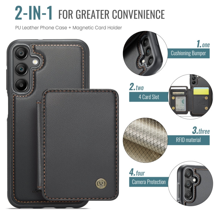 For Samsung Galaxy A15 JEEHOOD J05 Business Magnetic Style RFID Leather Phone Case(Black)