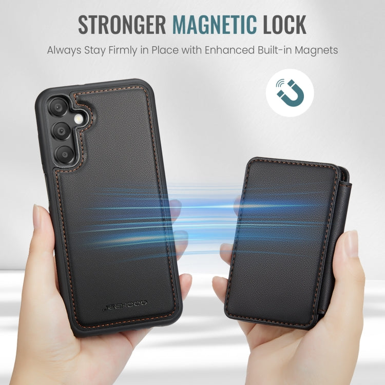 For Samsung Galaxy A15 JEEHOOD J05 Business Magnetic Style RFID Leather Phone Case(Black)