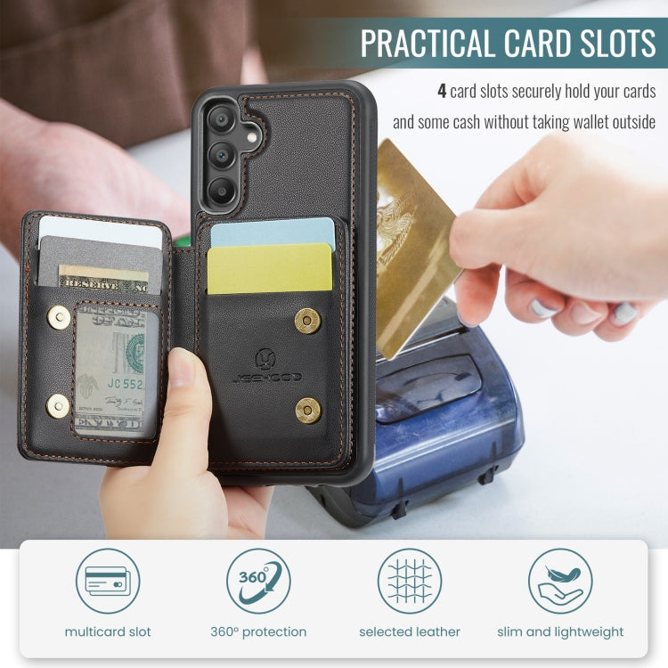 For Samsung Galaxy A15 JEEHOOD J05 Business Magnetic Style RFID Leather Phone Case(Black)
