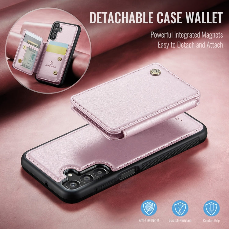 For Samsung Galaxy A15 JEEHOOD J05 Business Magnetic Style RFID Leather Phone Case(Pink)