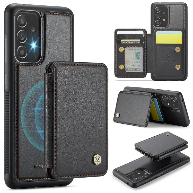 For Samsung Galaxy A52 5G / A52 4G JEEHOOD J05 Business Magnetic Style RFID Leather Phone Case(Black)