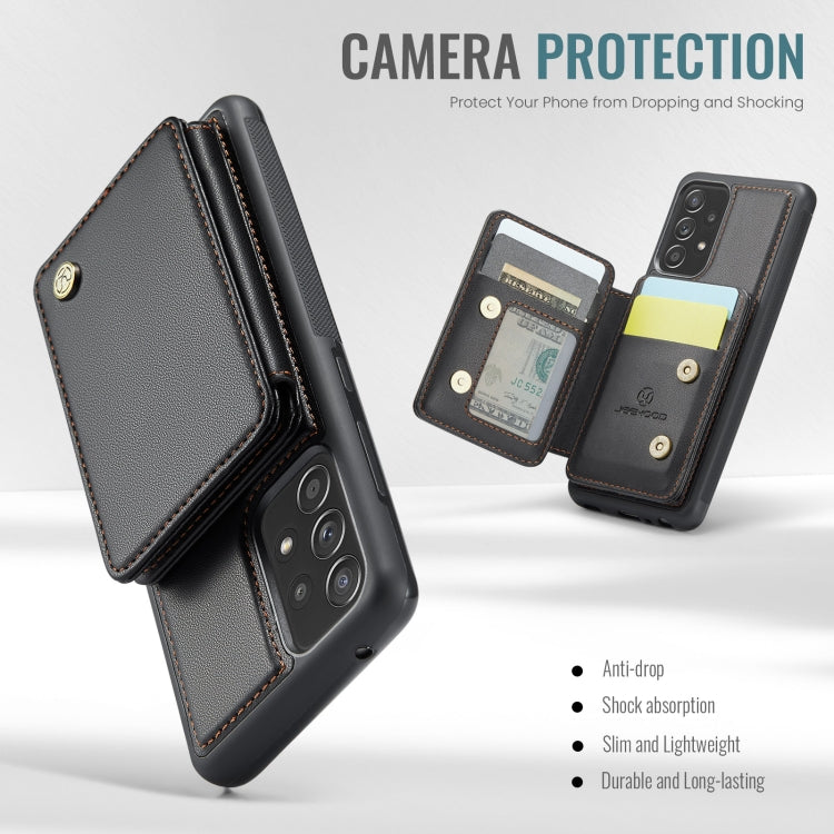 For Samsung Galaxy A52 5G / A52 4G JEEHOOD J05 Business Magnetic Style RFID Leather Phone Case(Black)