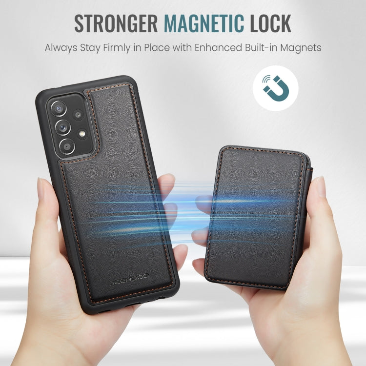 For Samsung Galaxy A52 5G / A52 4G JEEHOOD J05 Business Magnetic Style RFID Leather Phone Case(Black)