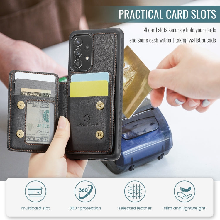 For Samsung Galaxy A52 5G / A52 4G JEEHOOD J05 Business Magnetic Style RFID Leather Phone Case(Black)