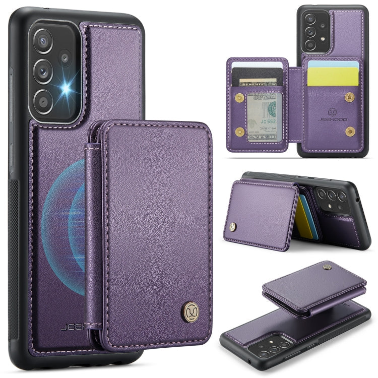For Samsung Galaxy A52 5G / A52 4G JEEHOOD J05 Business Magnetic Style RFID Leather Phone Case(Purple)