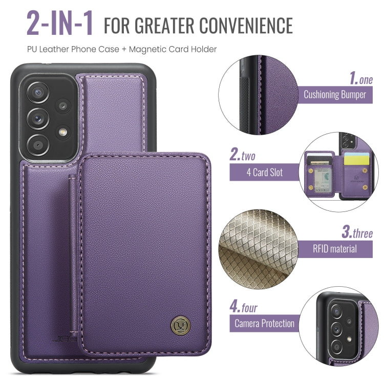 For Samsung Galaxy A52s 5G JEEHOOD J05 Business Magnetic Style RFID Leather Phone Case(Purple)