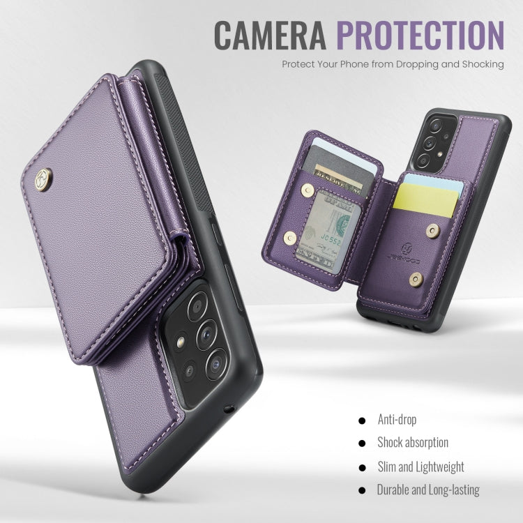 For Samsung Galaxy A52s 5G JEEHOOD J05 Business Magnetic Style RFID Leather Phone Case(Purple)