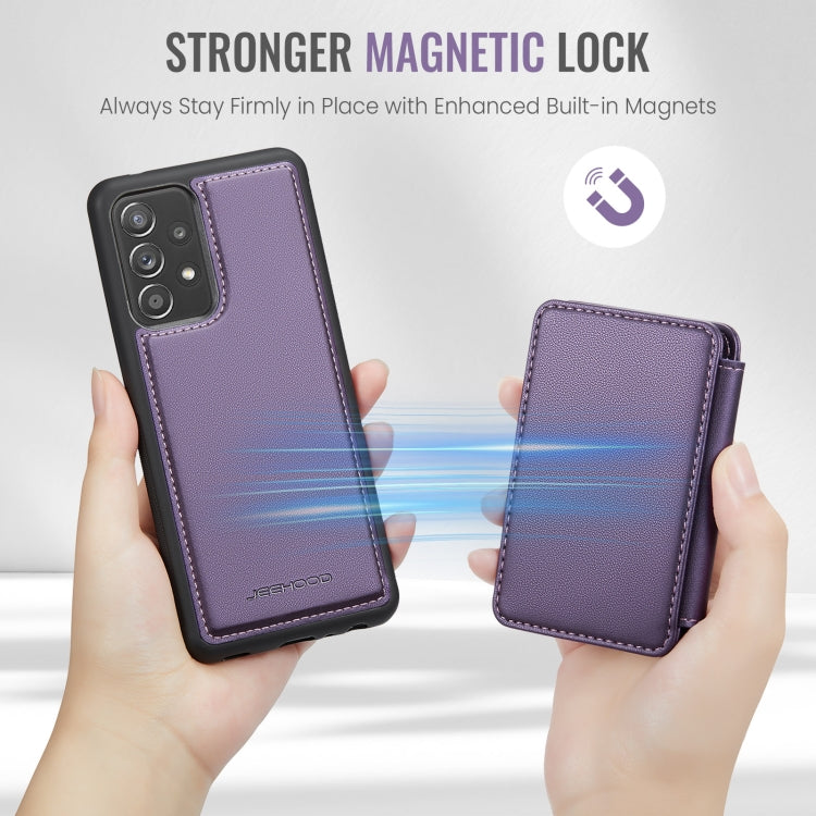 For Samsung Galaxy A52s 5G JEEHOOD J05 Business Magnetic Style RFID Leather Phone Case(Purple)