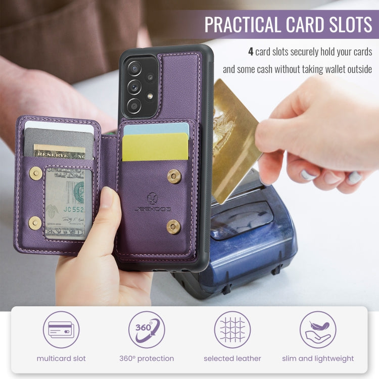 For Samsung Galaxy A52s 5G JEEHOOD J05 Business Magnetic Style RFID Leather Phone Case(Purple)