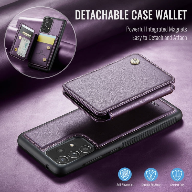 For Samsung Galaxy A52s 5G JEEHOOD J05 Business Magnetic Style RFID Leather Phone Case(Purple)