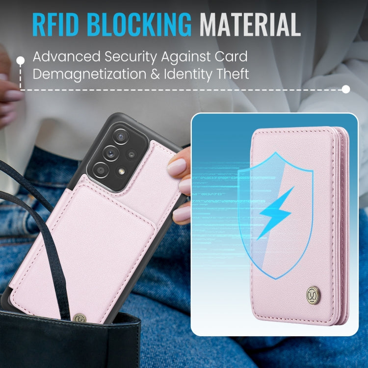 For Samsung Galaxy A52s 5G JEEHOOD J05 Business Magnetic Style RFID Leather Phone Case(Pink)