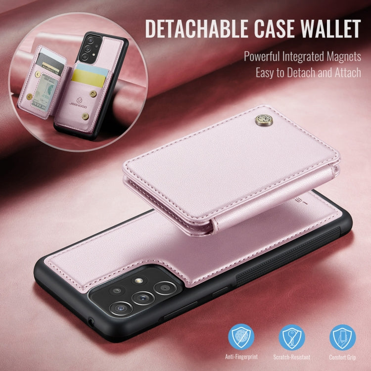 For Samsung Galaxy A52s 5G JEEHOOD J05 Business Magnetic Style RFID Leather Phone Case(Pink)