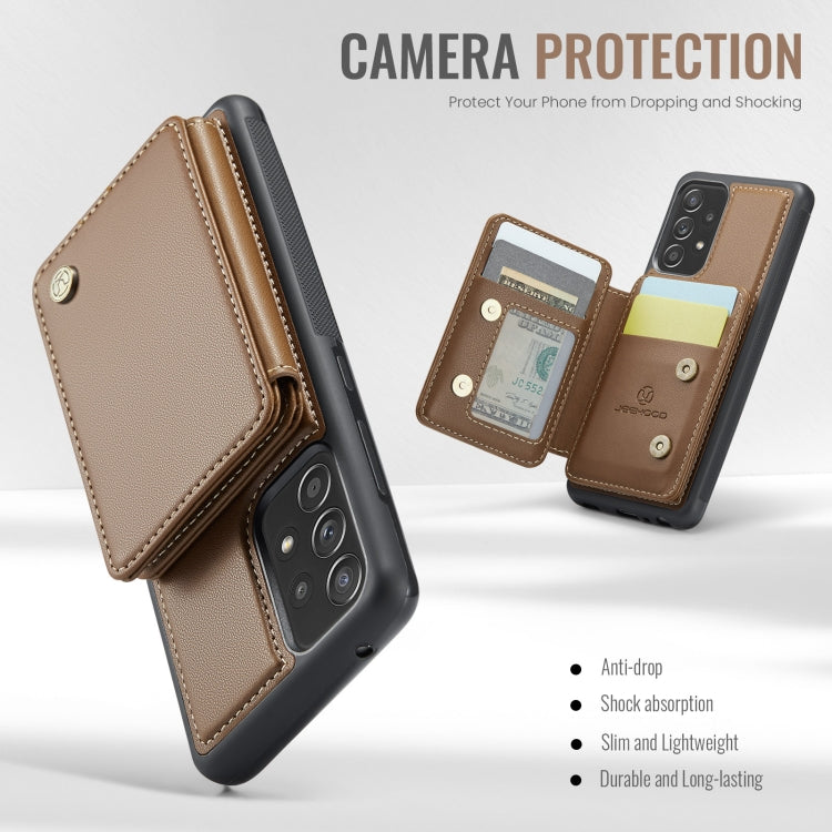 For Samsung Galaxy A52s 5G JEEHOOD J05 Business Magnetic Style RFID Leather Phone Case(Brown)