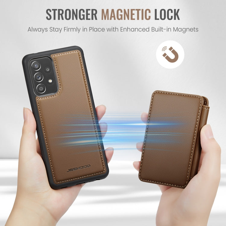 For Samsung Galaxy A52s 5G JEEHOOD J05 Business Magnetic Style RFID Leather Phone Case(Brown)