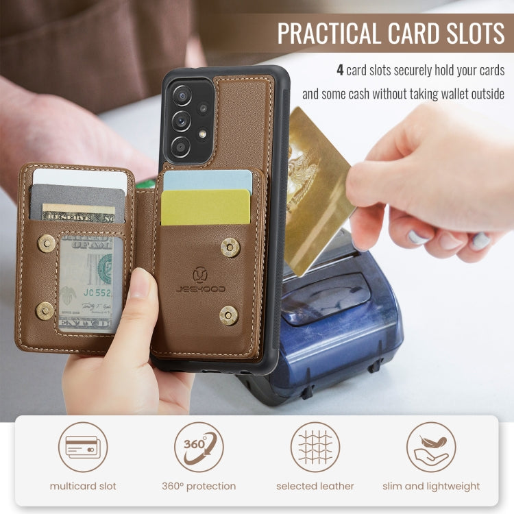 For Samsung Galaxy A52s 5G JEEHOOD J05 Business Magnetic Style RFID Leather Phone Case(Brown)
