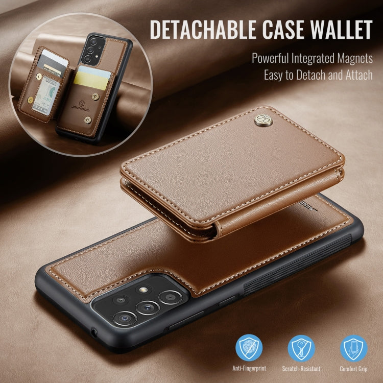 For Samsung Galaxy A52s 5G JEEHOOD J05 Business Magnetic Style RFID Leather Phone Case(Brown)