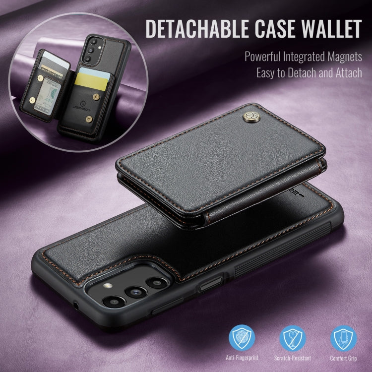 For Samsung Galaxy A13 5G JEEHOOD J05 Business Magnetic Style RFID Leather Phone Case(Black)