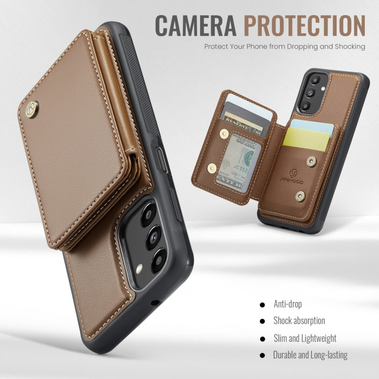 For Samsung Galaxy A13 5G JEEHOOD J05 Business Magnetic Style RFID Leather Phone Case(Brown)