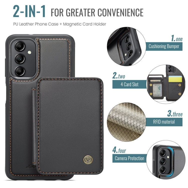 For Samsung Galaxy A14 4G / 5G JEEHOOD J05 Business Magnetic Style RFID Leather Phone Case(Black)