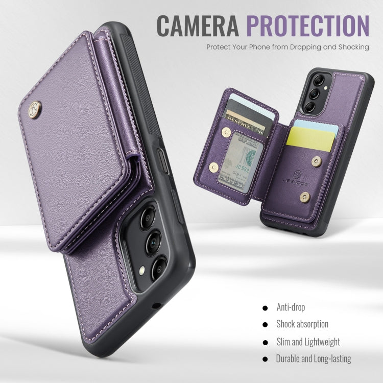 For Samsung Galaxy A14 4G / 5G JEEHOOD J05 Business Magnetic Style RFID Leather Phone Case(Purple)