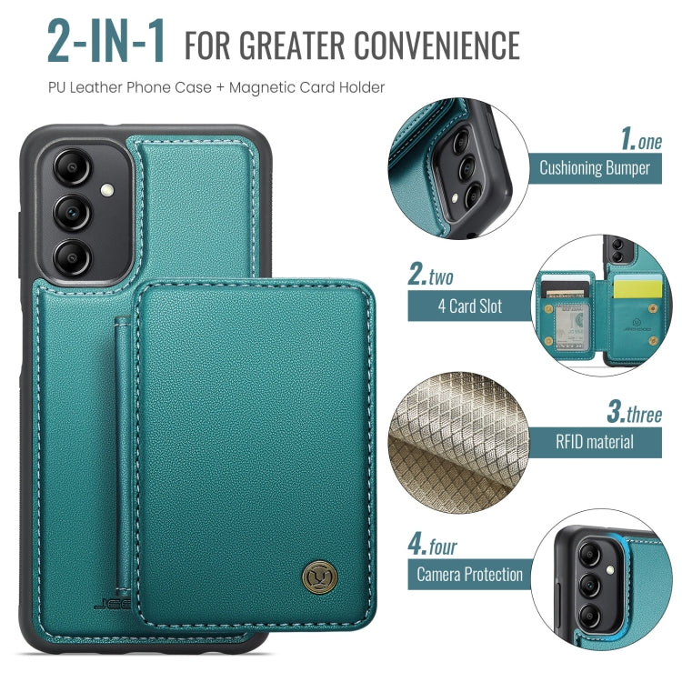 For Samsung Galaxy A14 4G / 5G JEEHOOD J05 Business Magnetic Style RFID Leather Phone Case(Blue Green)