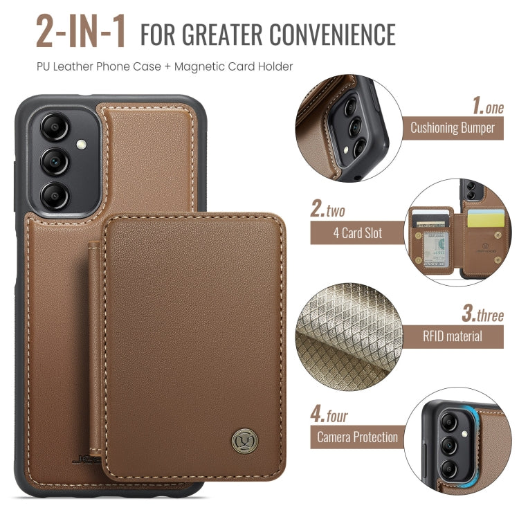For Samsung Galaxy A14 4G / 5G JEEHOOD J05 Business Magnetic Style RFID Leather Phone Case(Brown)