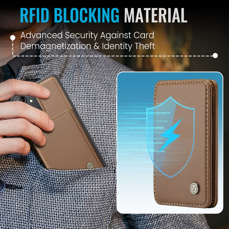 For Samsung Galaxy A14 4G / 5G JEEHOOD J05 Business Magnetic Style RFID Leather Phone Case(Brown)