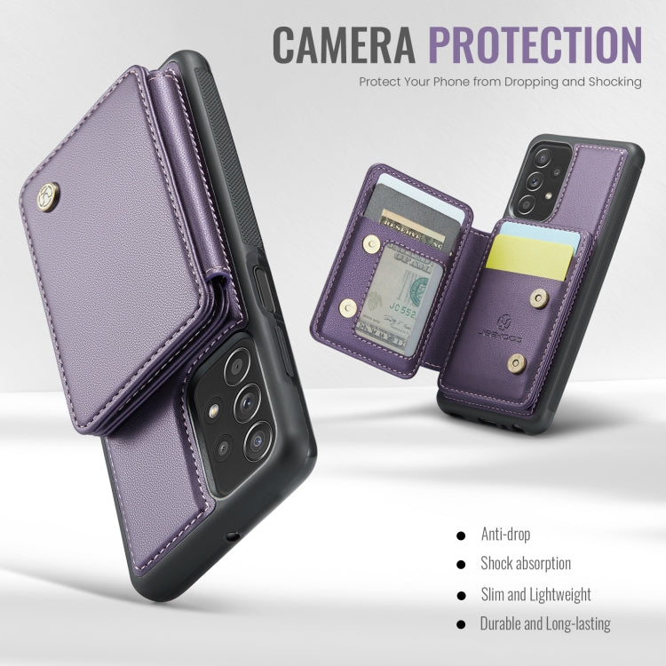 For Samsung Galaxy A23 JEEHOOD J05 Business Magnetic Style RFID Leather Phone Case(Purple)