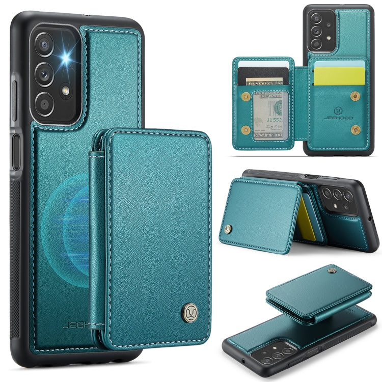 For Samsung Galaxy A23 JEEHOOD J05 Business Magnetic Style RFID Leather Phone Case(Blue Green)