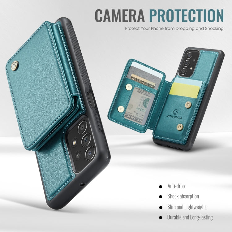 For Samsung Galaxy A23 JEEHOOD J05 Business Magnetic Style RFID Leather Phone Case(Blue Green)