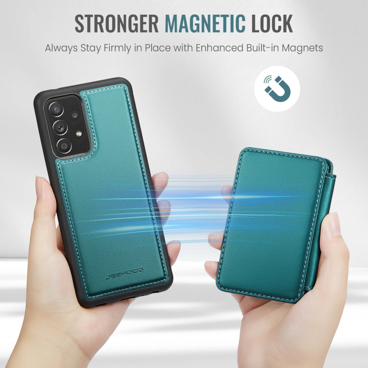 For Samsung Galaxy A23 JEEHOOD J05 Business Magnetic Style RFID Leather Phone Case(Blue Green)