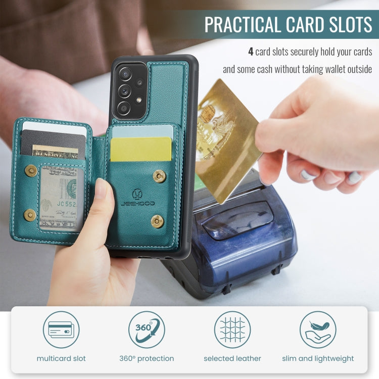 For Samsung Galaxy A23 JEEHOOD J05 Business Magnetic Style RFID Leather Phone Case(Blue Green)