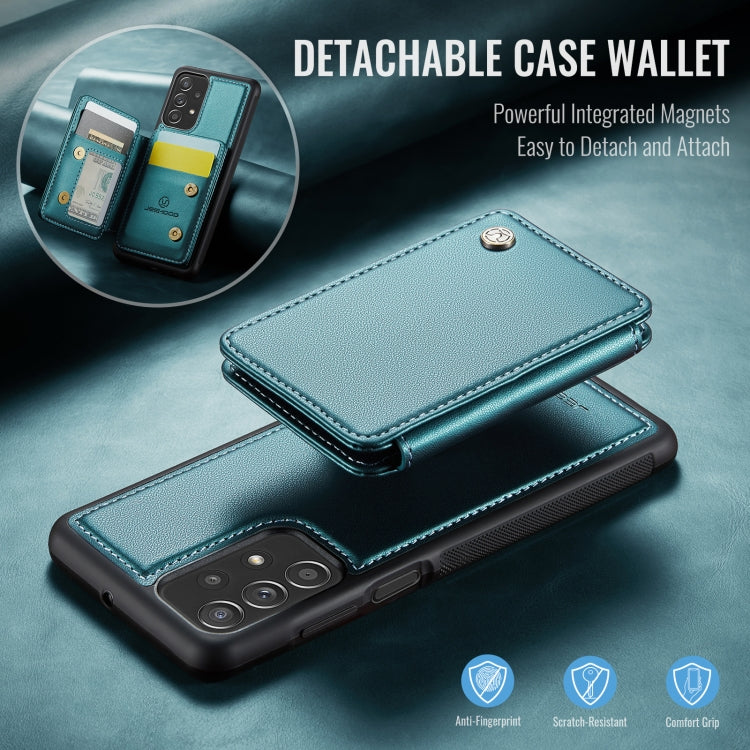 For Samsung Galaxy A23 JEEHOOD J05 Business Magnetic Style RFID Leather Phone Case(Blue Green)