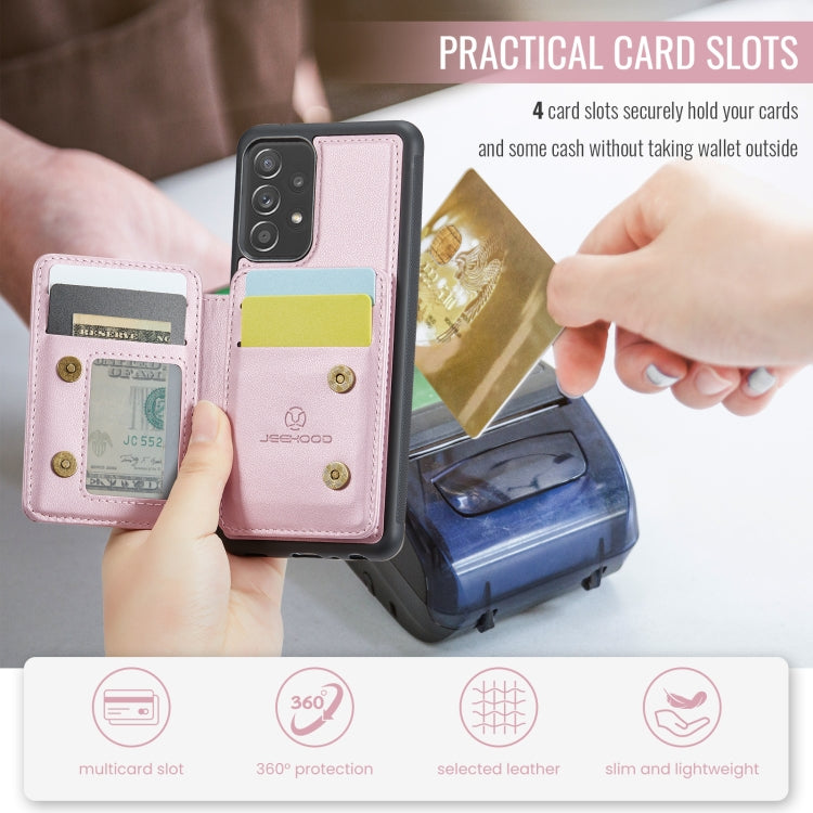 For Samsung Galaxy A23 JEEHOOD J05 Business Magnetic Style RFID Leather Phone Case(Pink)