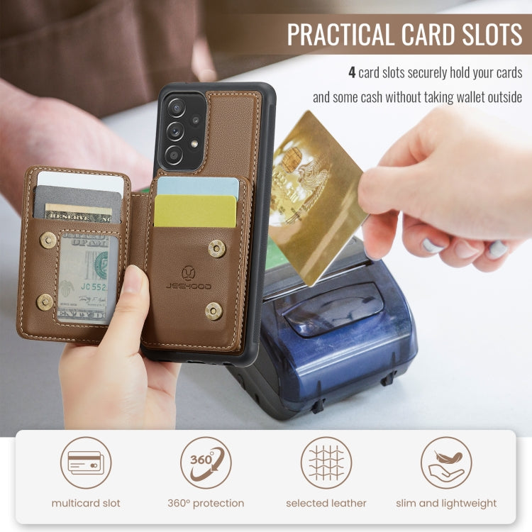 For Samsung Galaxy A23 JEEHOOD J05 Business Magnetic Style RFID Leather Phone Case(Brown)