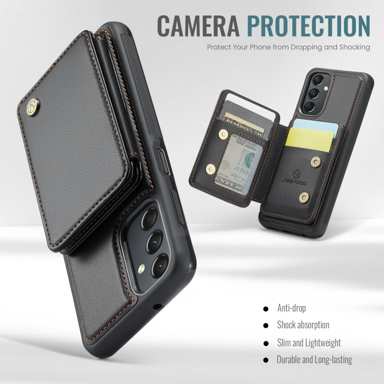 For Samsung Galaxy A24 4G JEEHOOD J05 Business Magnetic Style RFID Leather Phone Case(Black)