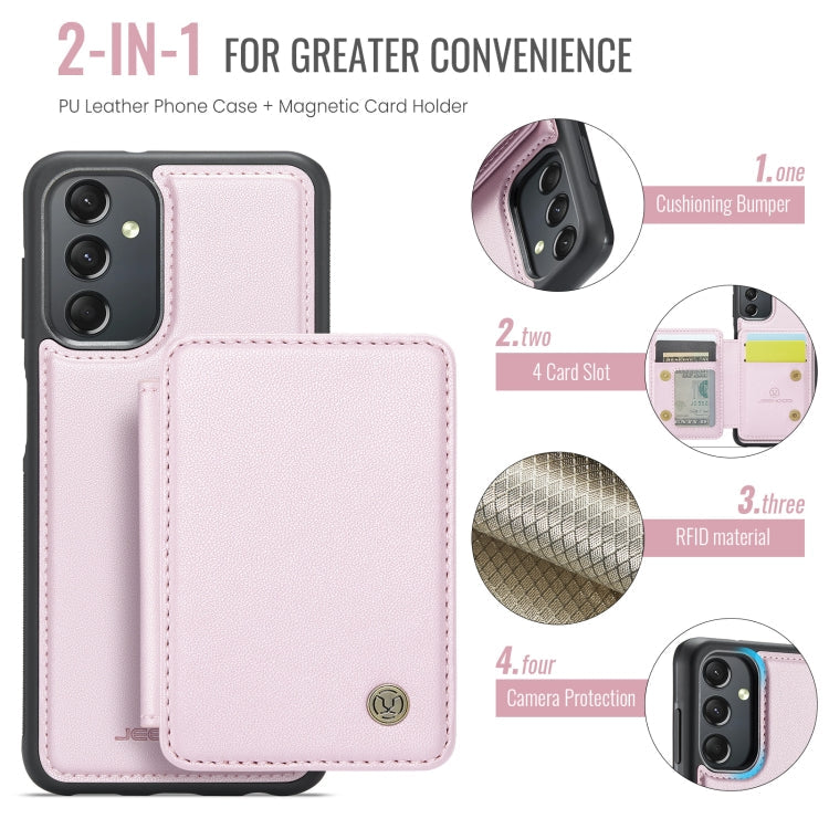 For Samsung Galaxy A24 4G JEEHOOD J05 Business Magnetic Style RFID Leather Phone Case(Pink)
